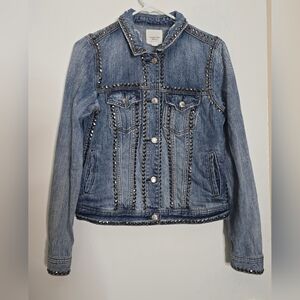 American Eagle Outfitters Blue Studded Jean Jacket